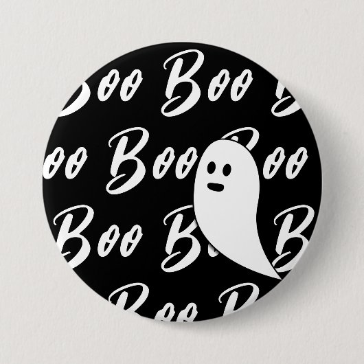 Badge Rond 7,6 Cm Ghost Halloween noir blanc motif (Devant)
