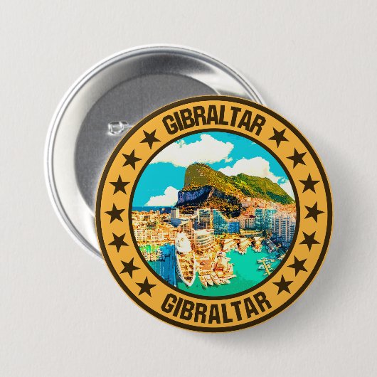 Badge Rond 7,6 Cm Gibraltar (Devant & derrière)