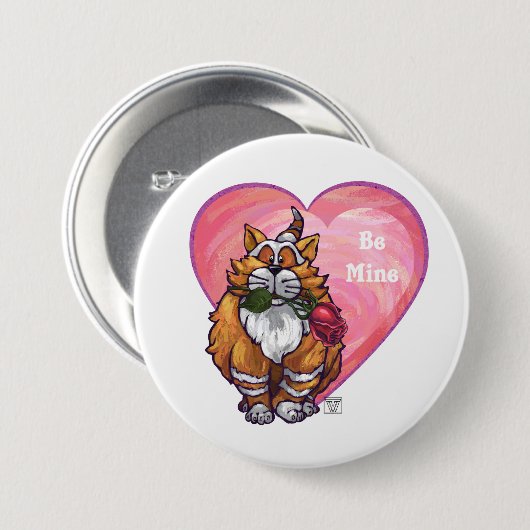 Badge Rond 7,6 Cm Ginger Cat Saint-Valentin (Devant & derrière)