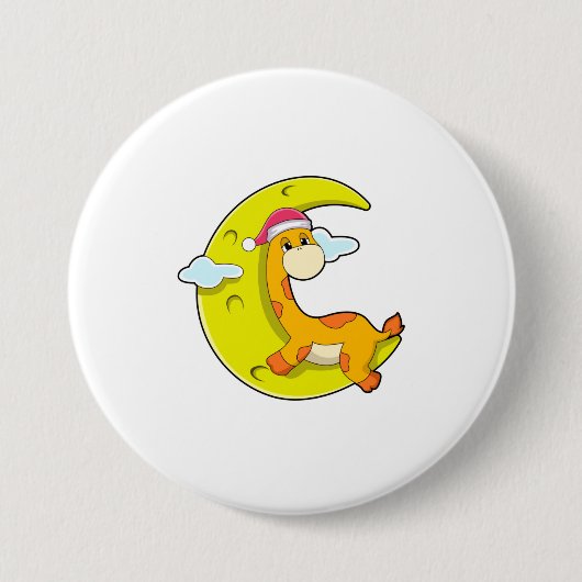 Badge Rond 7,6 Cm Girafe au coucher de la lune (Devant)