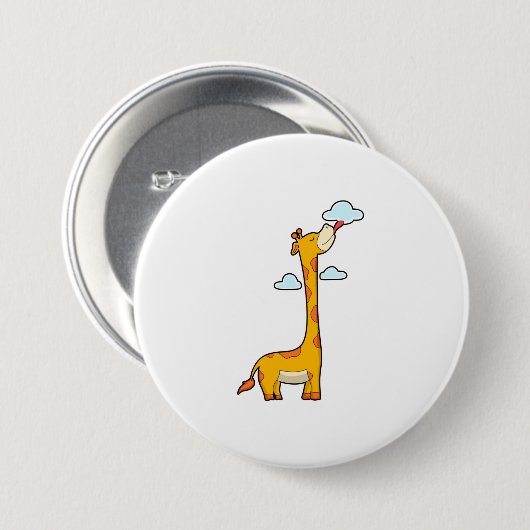Badge Rond 7,6 Cm Girafe aux nuages (Devant & derrière)