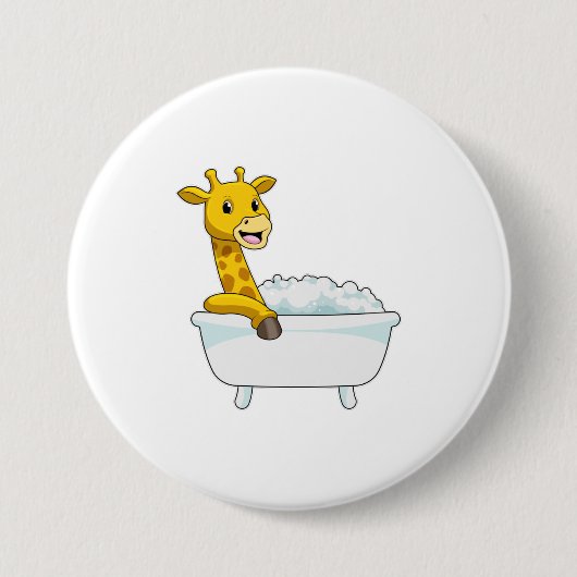 Badge Rond 7,6 Cm Girafe avec baignoire avec mousse (Devant)
