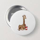 Badge Rond 7,6 Cm Girafe avec boisson (Devant & derrière)
