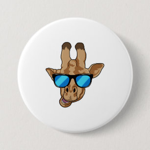 Badge Rond 7,6 Cm Girafe avec lunettes de soleil