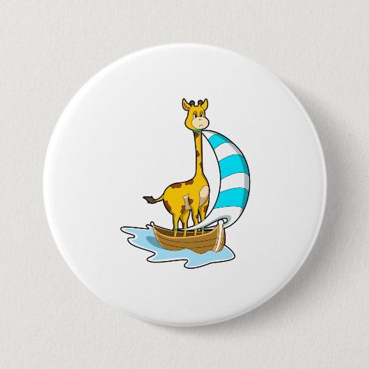 Badge Rond 7,6 Cm Girafe avec voilier (Devant)