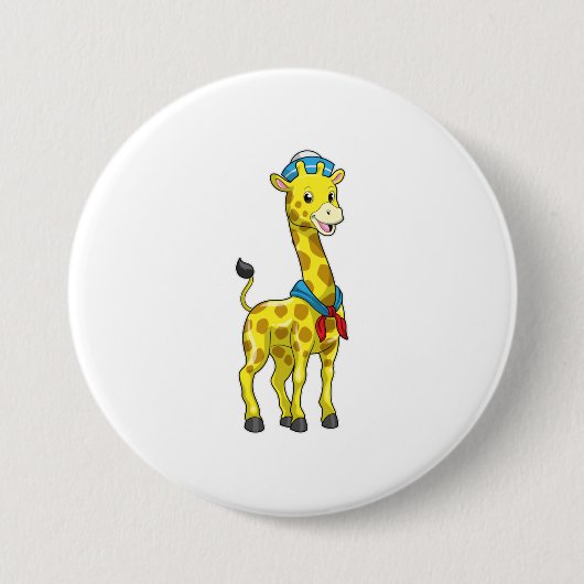 Badge Rond 7,6 Cm Girafe en voile avec casquette de voile (Devant)