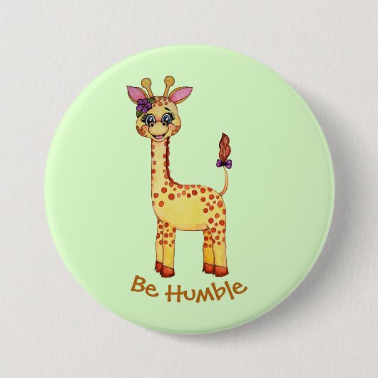 Badge Rond 7,6 Cm Girafe mignonne de bébé d'aquarelle (Devant)