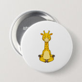 Badge Rond 7,6 Cm Giraffe à la méditation de Yoga (Devant & derrière)