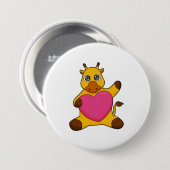 Badge Rond 7,6 Cm Giraffe au coeur (Devant & derrière)