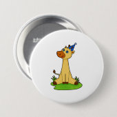 Badge Rond 7,6 Cm Giraffe avec casquette de fête (Devant & derrière)