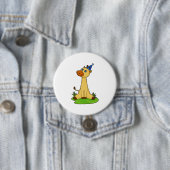 Badge Rond 7,6 Cm Giraffe avec casquette de fête (En situation)
