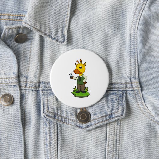 Badge Rond 7,6 Cm Giraffe avec mobile (En situation)