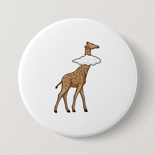 Badge Rond 7,6 Cm Giraffe avec nuage (Devant)