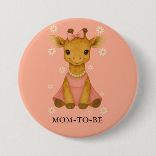 Badge Rond 7,6 Cm Giraffe bébé mignonne en rose fille maman pour êtr