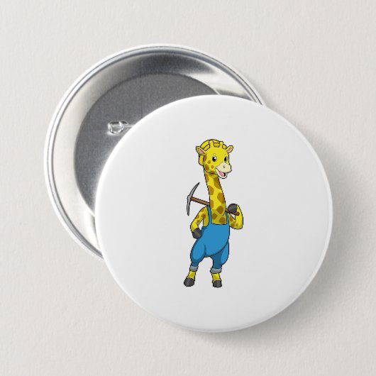 Badge Rond 7,6 Cm Giraffe de Miner (Devant & derrière)