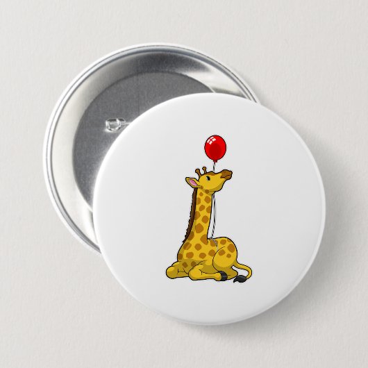 Badge Rond 7,6 Cm Giraffe with Balloon (Devant & derrière)