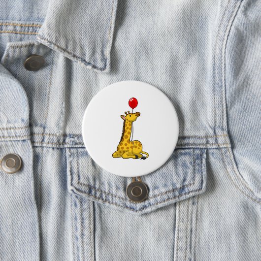 Badge Rond 7,6 Cm Giraffe with Balloon (En situation)