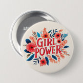 Badge Rond 7,6 Cm Girl Power (Devant & derrière)