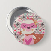 Badge Rond 7,6 Cm Girl Superhero Bunny (Devant & derrière)