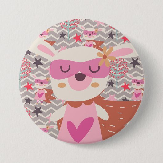 Badge Rond 7,6 Cm Girl Superhero Bunny (Devant)