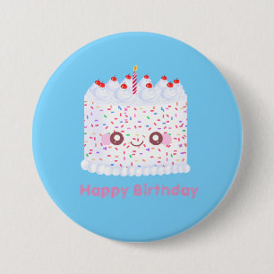 Badge Rond 7,6 Cm Glacet blanc saupoudré gâteau d'anniversaire