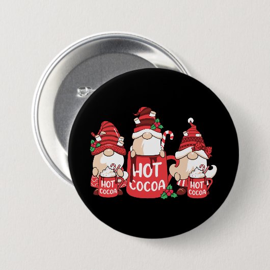 Badge Rond 7,6 Cm Gnome de Noël et cacao chaud (Devant & derrière)