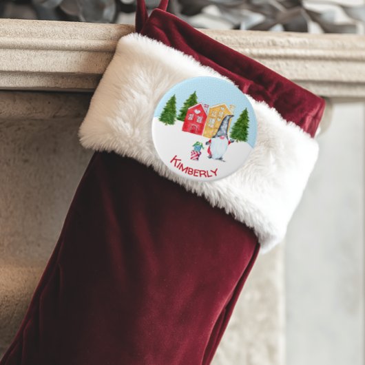 Badge Rond 7,6 Cm Gnome de Noël personnalisée