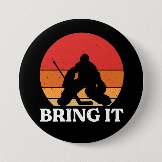 Badge Rond 7,6 Cm Goalie De Hockey Sur Glace (Devant)