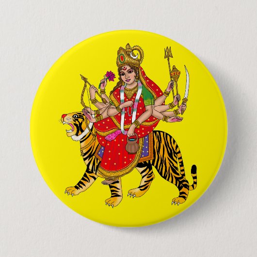 Badge Rond 7,6 Cm Goddess Chandraghanta Button (Devant)