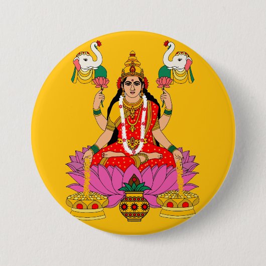 Badge Rond 7,6 Cm Goddess Lakshmi Button (Devant)