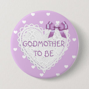 Badge Rond 7,6 Cm Godmère pour être coeur violet Baby shower Bouton