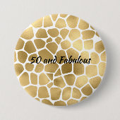 Badge Rond 7,6 Cm Gold 50 et fabuleuse Giraffe Imprimer Abstrait (Devant)