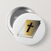 Badge Rond 7,6 Cm Gold Holy Bible with Black Cross Religious (Devant & derrière)