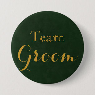 Badge Rond 7,6 Cm Gold Mariage Team Groom