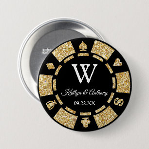 Badge Rond 7,6 Cm Gold Parties scintillant Poker Chip Casino Fête de