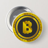 Badge Rond 7,6 Cm Golden Bitcoin Symbol Digital Currency (Devant & derrière)