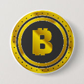 Badge Rond 7,6 Cm Golden Bitcoin Symbol Digital Currency (Devant)