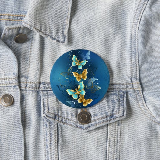 Badge Rond 7,6 Cm Golden butterflies (En situation)