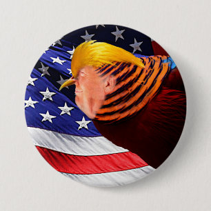 Badge Rond 7,6 Cm Golden Trump Bird USA Flag Round Pin-Back Button
