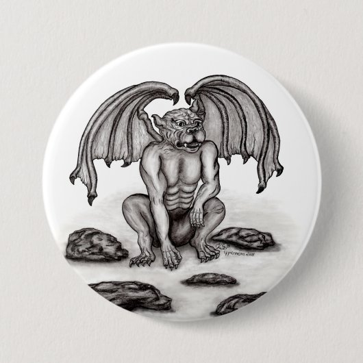 Badge Rond 7,6 Cm Golem Gargoyle (Devant)