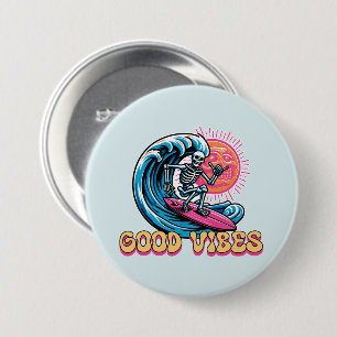 Badge Rond 7,6 Cm Good Vibes - Surf - Vibes d'été