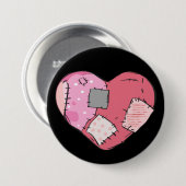 Badge Rond 7,6 Cm Goth Rose Patché Coeur (Devant & derrière)