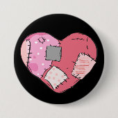 Badge Rond 7,6 Cm Goth Rose Patché Coeur (Devant)