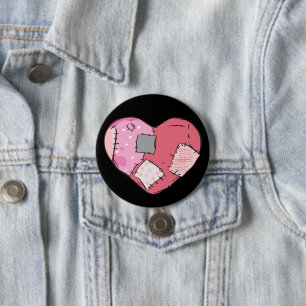 Badge Rond 7,6 Cm Goth Rose Patché Coeur