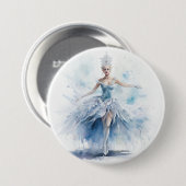 Badge Rond 7,6 Cm Graceful Nutcracker Snow Queen in White (Devant & derrière)