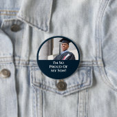 Badge Rond 7,6 Cm Graduation Fier Fils Parent Fils Diplômé Photo Ble (En situation)