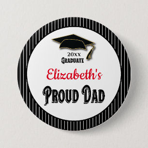 Badge Rond 7,6 Cm Graduation Fière Papa Fille Parente Monogramme Gra