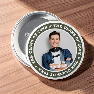 Badge Rond 7,6 Cm Graduation La classe de 20XX Photo personnalisée m