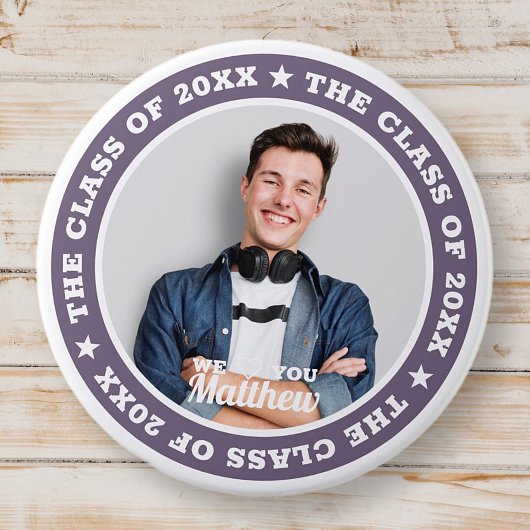 Badge Rond 7,6 Cm Graduation La classe de 20XX Photo personnalisée m