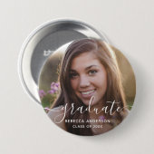 Badge Rond 7,6 Cm Graduation Photo Moderne (Devant & derrière)